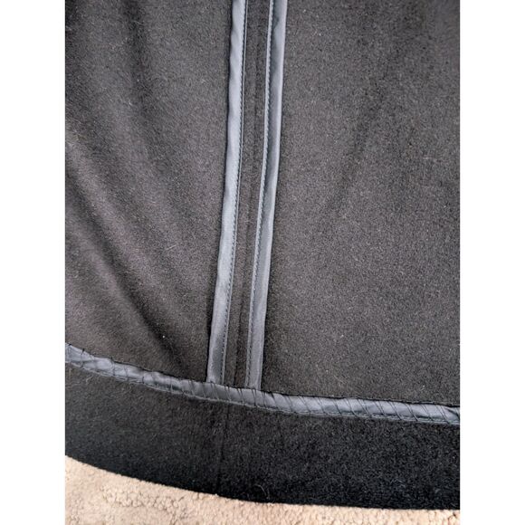 Lauren Ralph Lauren Cape Coat Women XXL Black Fringe Drape Wool Blend Mid Length - Picture 8 of 10